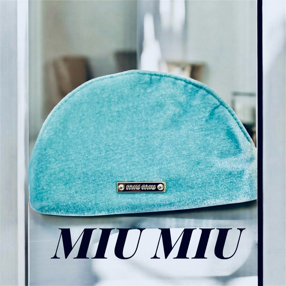 Miu Miu Light Blue Velvet Makeup Bag Pouch/Clutch